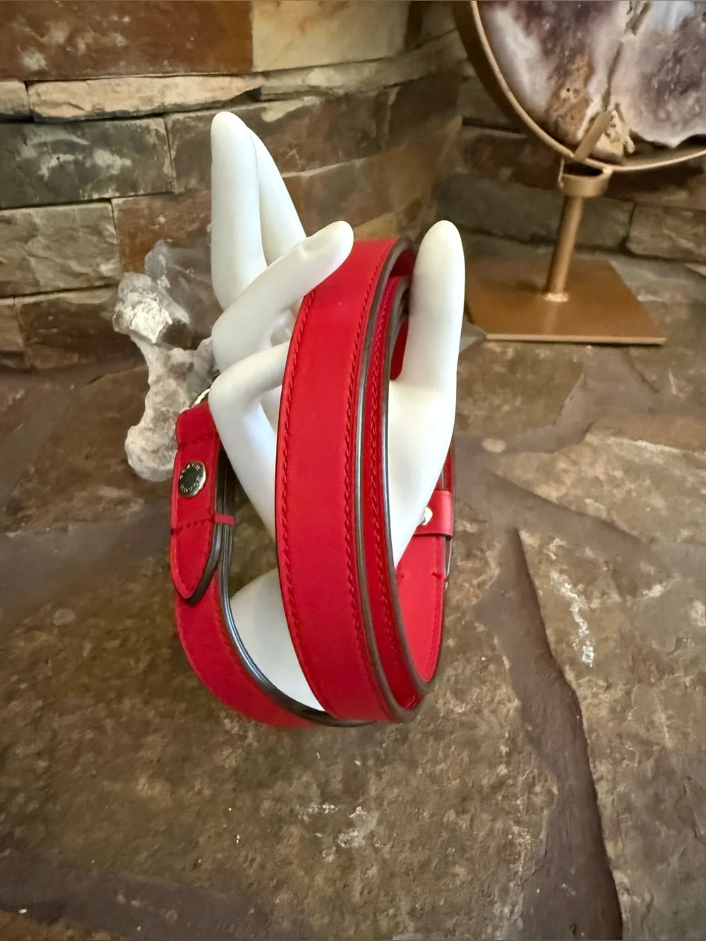 Coach Red Leather Animal Pet Dog Leash NEW